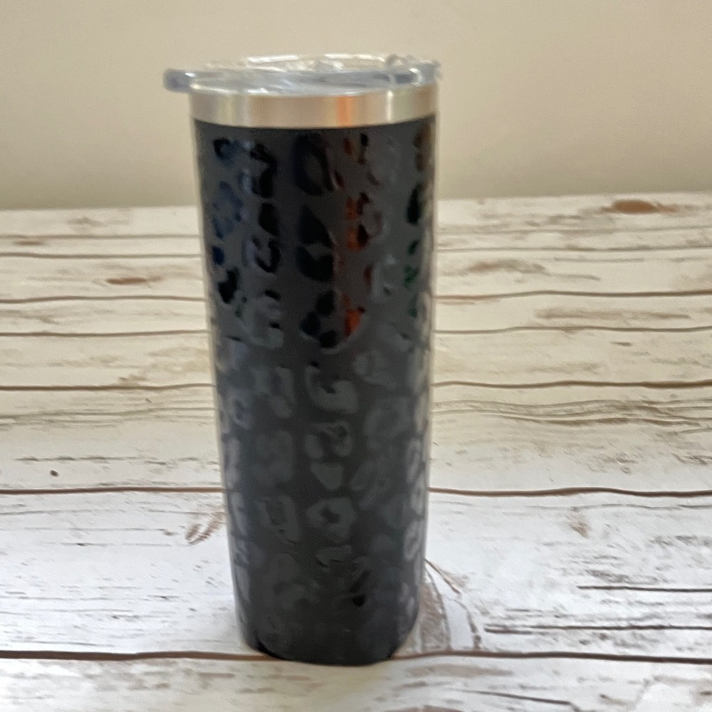 BruMate Imperial Pint Tumbler Black Leopard Print Insulated 20oz